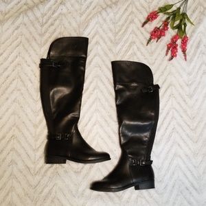 Mossimo Knee High Black Vegan Leather Boots